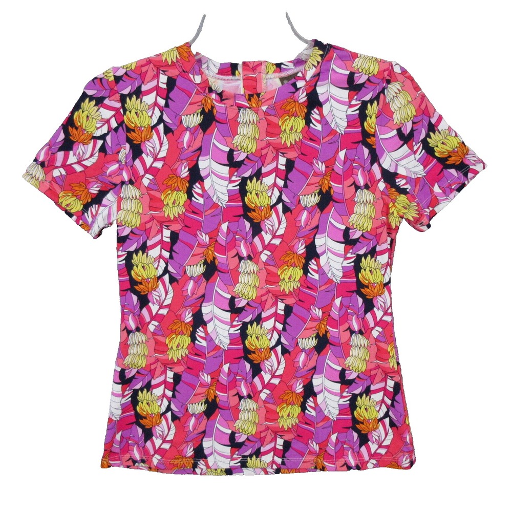 Tommy Bahama Womens Blouse Medium  Thats Banana Short Sleeve‎ Rashguard New